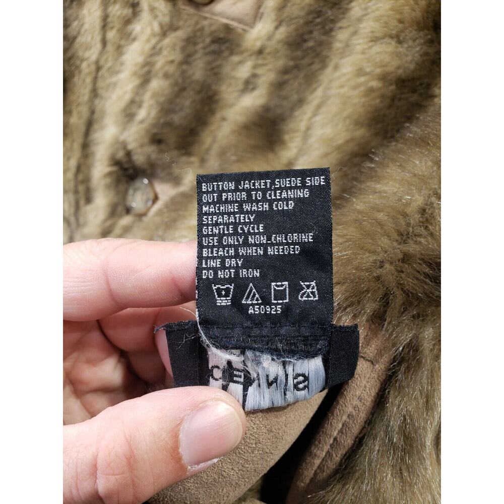Dennis Basso Reversible Jacket Women's Medium Faux Fur Suede Button Up Coat - Picture 7 of 13